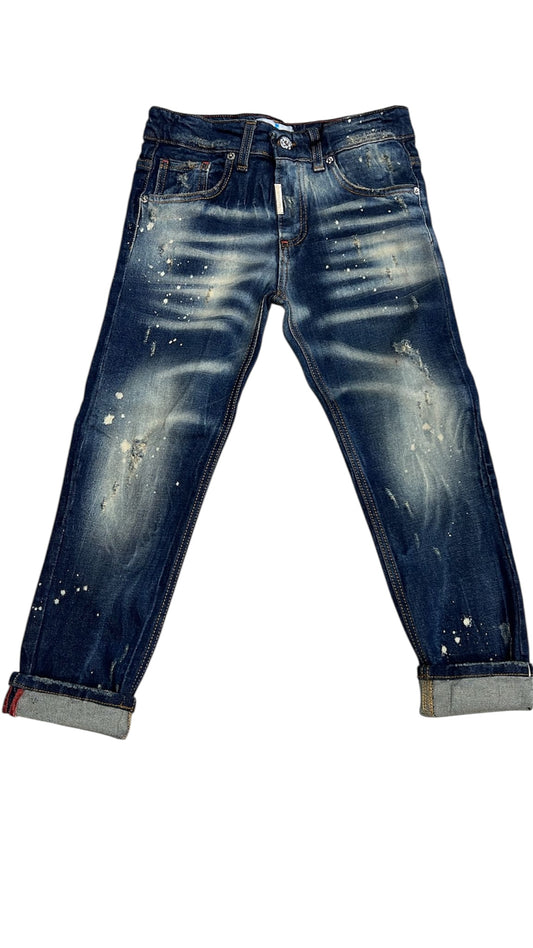 JEANS CIANOTIC BLUE SPORCATO BAMBINO